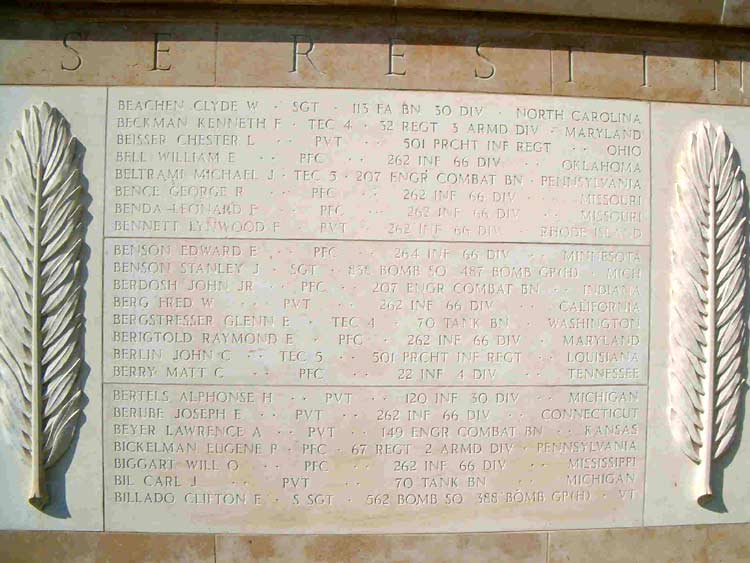 Tablets of the Missing at Normandy American Cemetery, St. Laurent-sur-Mer, France