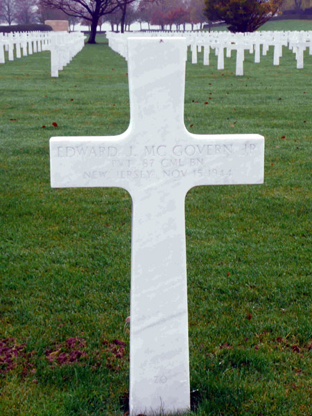Grave marker of Edward J. McGovern Jr., Henri-Chapelle American Cemetery