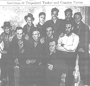 SS India Arrow survivors at the Atlantic City Coast Guard station, February 1942