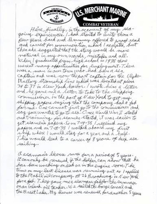 Charles Seerveld memoir, page 1 — handwritten account