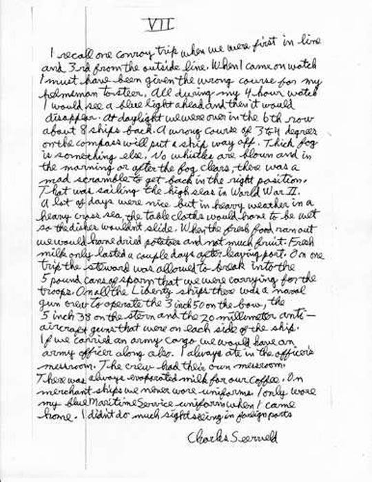 Charles Seerveld memoir, page 8 — handwritten account, signed