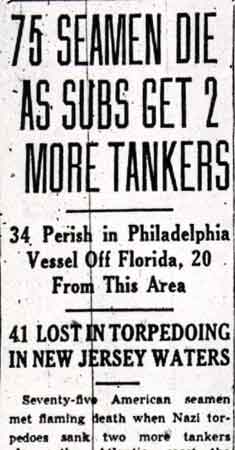 Camden Evening Courier, February 28, 1942 — SS W.D. Anderson, column 1