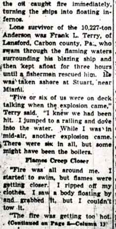 Camden Evening Courier, February 28, 1942 — SS W.D. Anderson, column 3