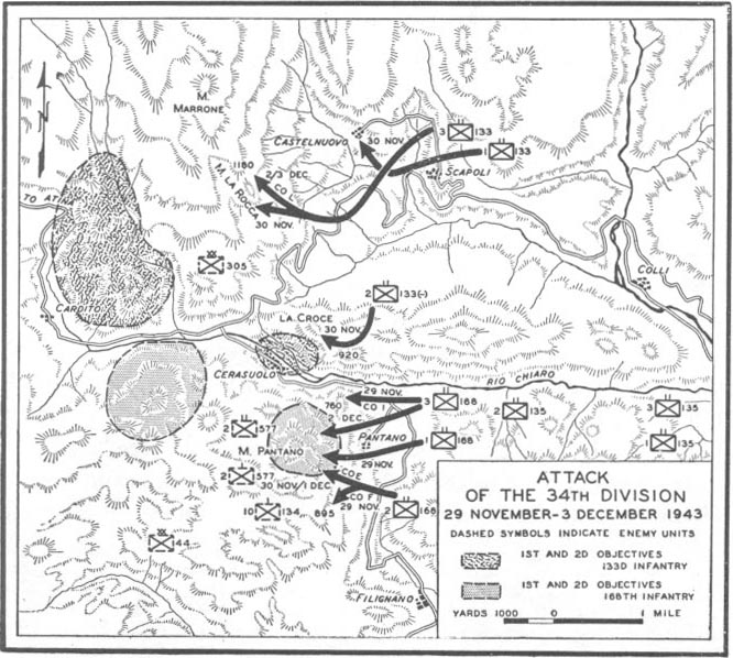 Map No. 11: Attack of the 34th Division, 29 November–3 December 1943