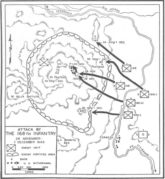 Map No. 12: Attack by the 168th Infantry, 29 November–1 December 1943