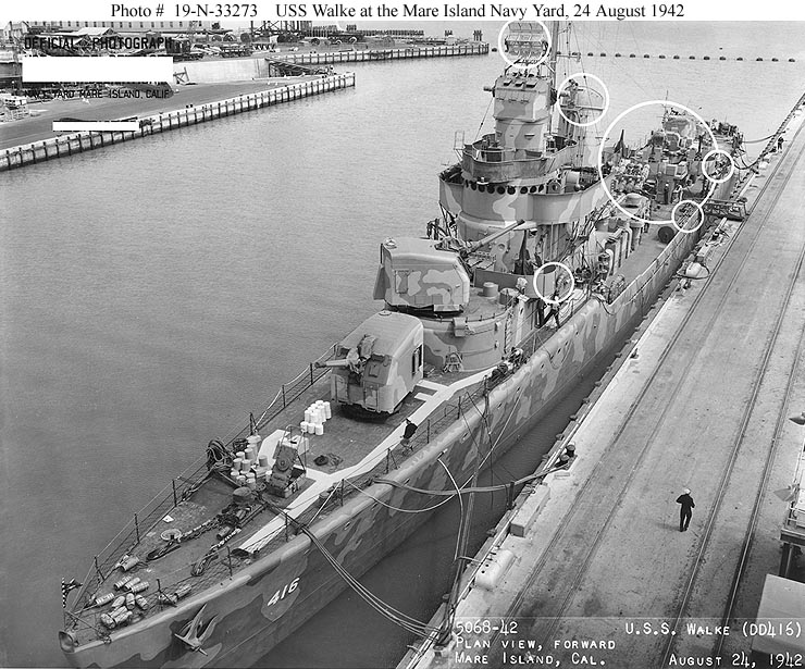 USS Walke at the Mare Island Navy Yard, 24 October 1942, at the end of her last overhaul