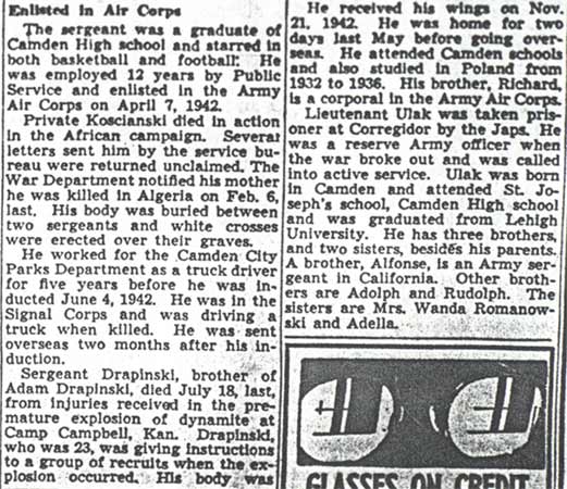 St. Joseph's Church Keeps in Touch with Men and Women in Armed Forces — Camden Courier-Post, 1944, part 2