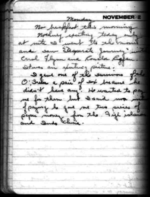 Raymond W. Bunting diary entry, November 2, 1942