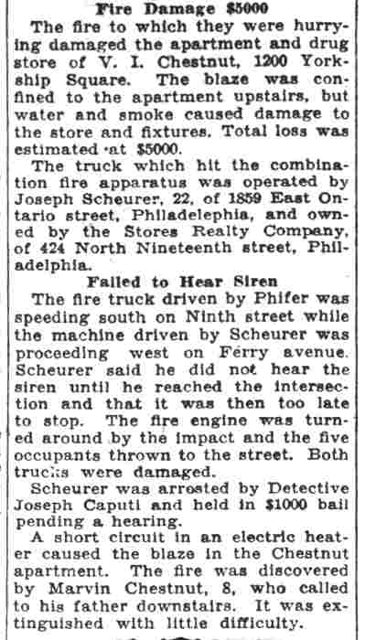 Camden Courier-Post, March 8, 1932 — 5 Firemen Hurt in Traffic Crash, page 2