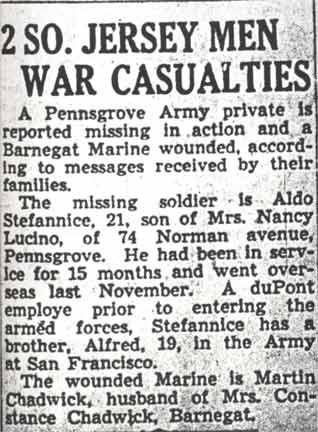 2 So. Jersey Men War Casualties - Camden Courier-Post March 8, 1944
