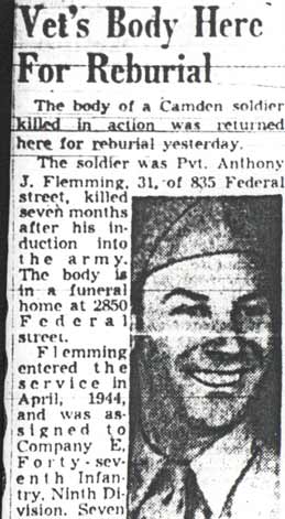 Vet's Body Here For Reburial — Camden Courier-Post, November 6, 1947