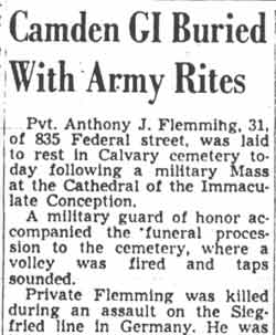Camden GI Buried With Army Rites — Camden Courier-Post, November 8, 1947