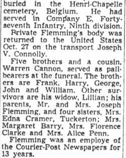 Camden GI Buried With Army Rites — Camden Courier-Post, November 8, 1947 (continued)