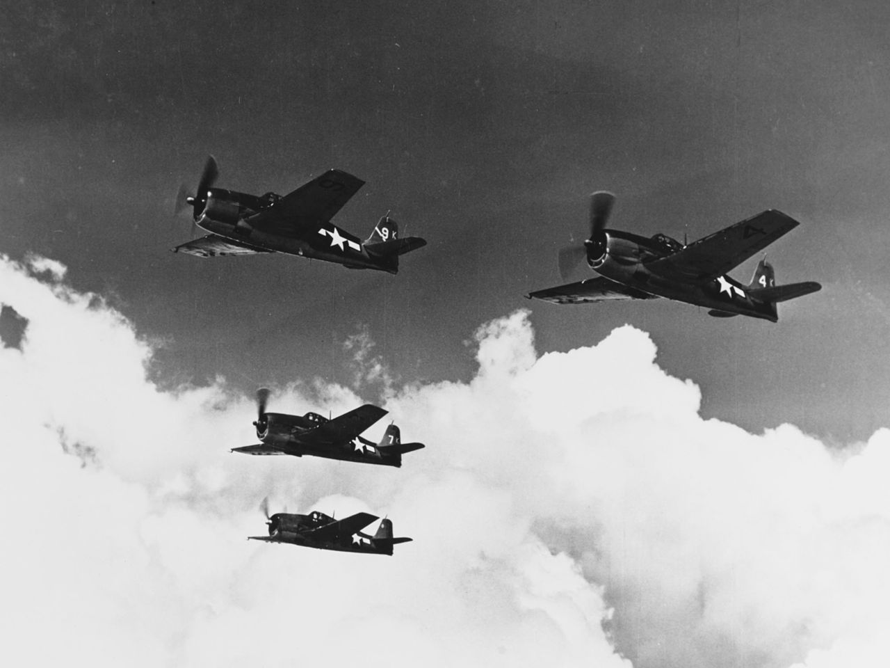 Grumman F6F Hellcats of VF-1 in flight in May of 1944