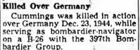 Killed Over Germany — short death notice