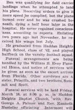 Ensign Lippincott Plane Victim — continuation