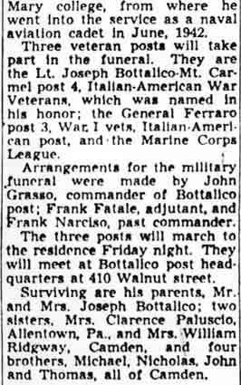 Military Rites Set For Lt. Bottalico — Camden Courier-Post, part 2