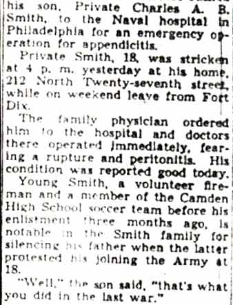 Son of Ray Smith Goes Under Knife — Camden Courier-Post, October 5, 1942
