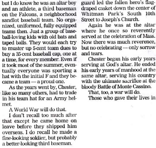 Veteran of one war remembers casualty of yet another — newspaper clipping, page 3
