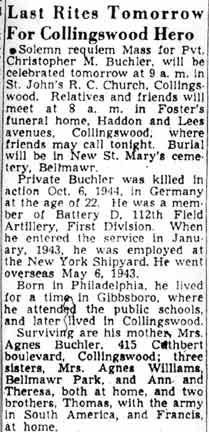 Last Rites Tomorrow For Collingswood Hero — Camden Courier-Post, May 3, 1949