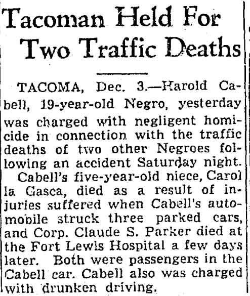 Tacoman Held For Two Traffic Deaths — Seattle Daily Times, December 3, 1943