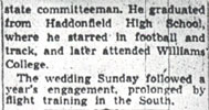Newspaper clipping: marriage of Ted Walton and Alice Leavitt, August 14, 1942