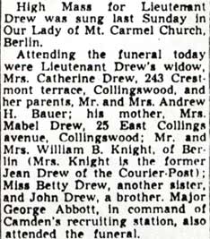 Military Honors Given Lt. Drew — Camden Courier-Post, November 19, 1947