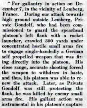 Silver Star citation for Private Edward Gondolf