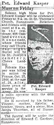 Camden Courier-Post, May 19, 1948 — Pvt. Edward Kasper Mass on Friday