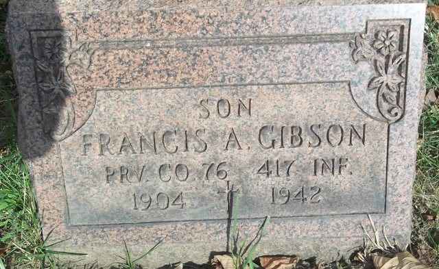 Grave marker of Francis A. Gibson, New Camden Cemetery
