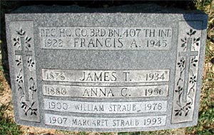 Grave marker for Private First Class Francis A. Newcome, New St. Mary's Cemetery, Bellmawr, New Jersey