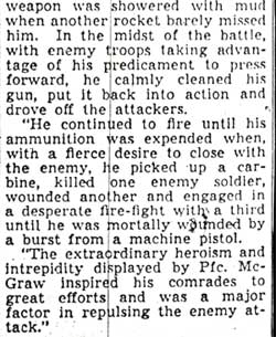 Courier-Post article about Medal of Honor, October 30 1945, page 3