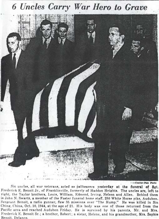 6 Uncles Carry War Hero to Grave — Camden Courier-Post, October 29, 1947