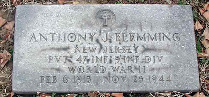 Grave marker for Anthony J. Flemming