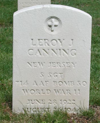 Grave of Leroy J. Canning at Beverly National Cemetery