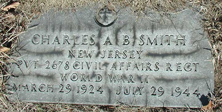 Grave marker of Pvt. Charles A. B. Smith, Arlington Cemetery, Pennsauken, NJ