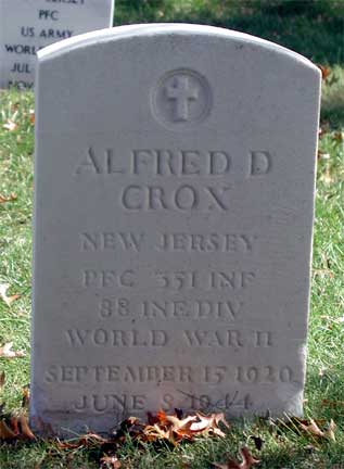 William H. Crox grave marker at Beverly National Cemetery