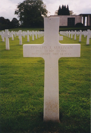Grave of Edward J. Sullivan at Henri-Chapelle American Cemetery