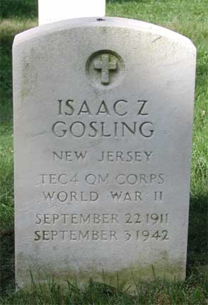 Grave of Isaac Z. Gosling, Beverly National Cemetery, Beverly NJ