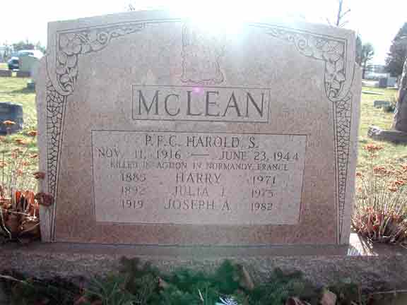 Harold S. McLean memorial, Calvary Cemetery, Cherry Hill NJ