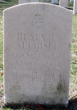Grave marker of Henry C. Allhiser at Beverly National Cemetery