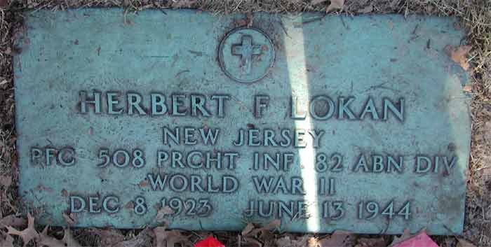 Grave marker of Herbert F. Lokan at Bethel Memorial Park