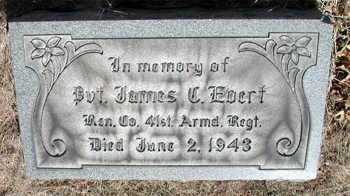 Grave marker of James Case Evert at Arlington Cemetery, Pennsauken NJ