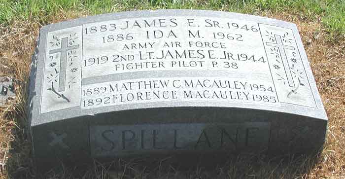 Grave marker of James E. Spillane Jr. at New St. Mary's Cemetery, Bellmawr NJ