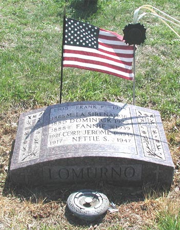Grave marker of Carmen Jerome Lomurno, New St. Mary's Cemetery, Bellmawr, NJ