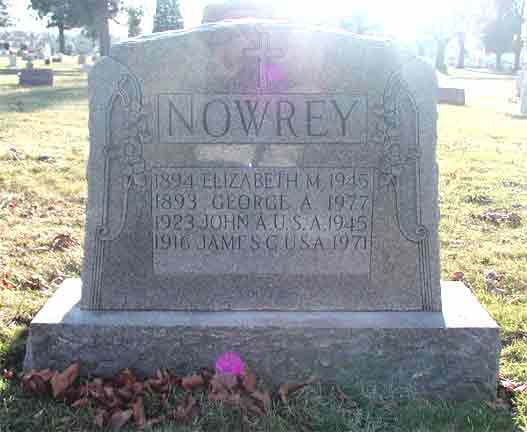 Gravestone of John A. Nowrey, Calvary Cemetery, Cherry Hill NJ
