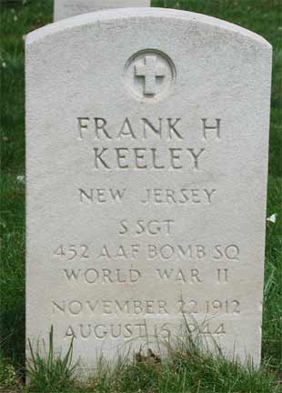 Grave of Frank H. Keeley at Beverly National Cemetery, Beverly NJ