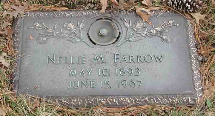 Gravestone of Nellie M. Farrow, Lakeview Memorial Park, Cinnaminson NJ