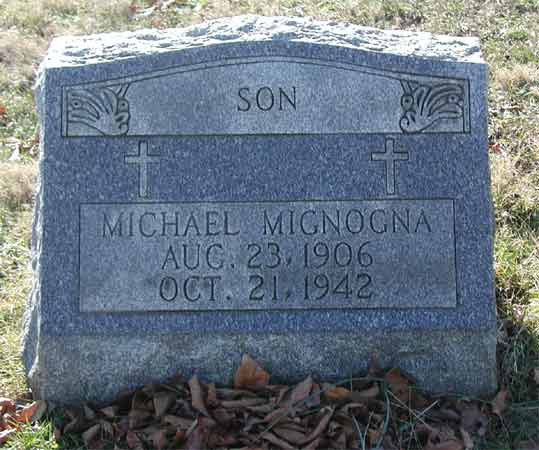 Grave of Michael Mignogna at Calvary Cemetery, Cherry Hill, NJ