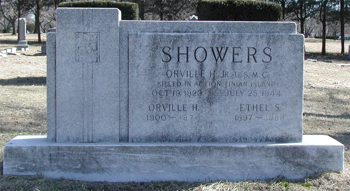 Grave marker of Orville H. Showers Jr., Arlington Cemetery, Pennsauken NJ